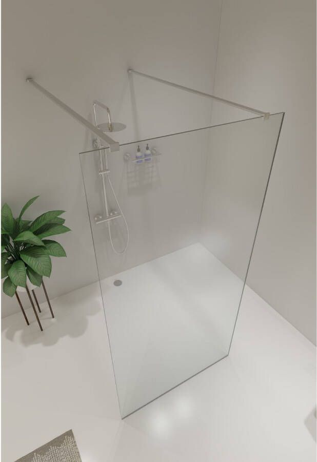 SaniClear Vrijstaande douchewand Redro | 120x200 cm | Helder glas | Chroom beslag