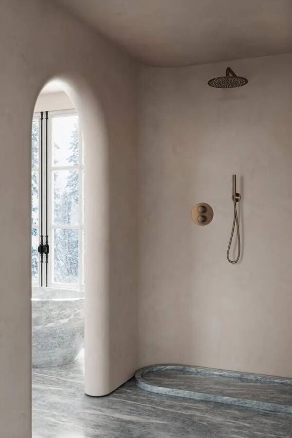 SaniClear Regendouche set Antique | Inbouw | 20 cm | Thermostaatkraan | Rond | Verouderd messing