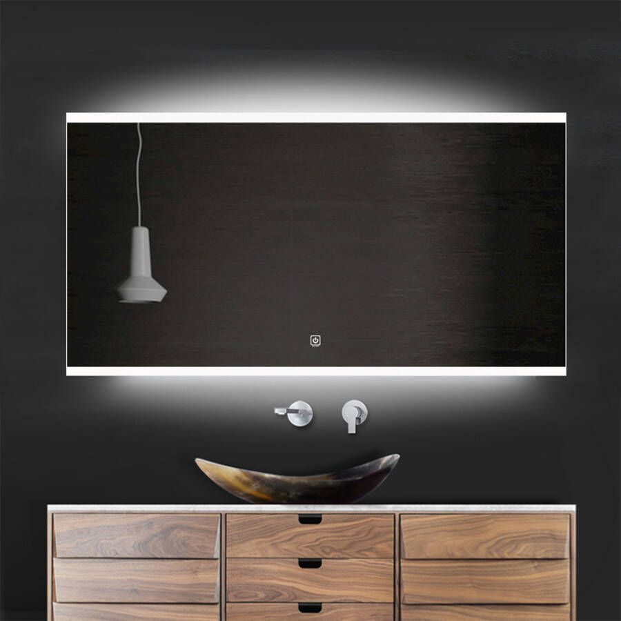 SaniClear Badkamerspiegel Riga | 100x70 cm | Rechthoekig | Directe LED verlichting | Touch button | Met verwarming