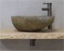 SaniClear Waskom Rivierstenen | 35-45 cm bij 12-15 cm | Natuursteen | Vrijstaand | Organisch | Grijs - Thumbnail 2