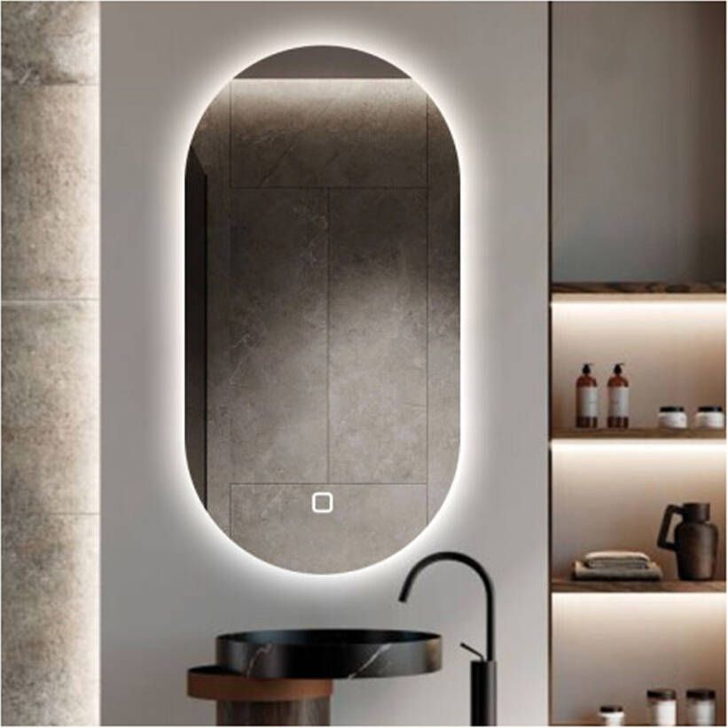 SaniClear Badkamerspiegel Parma | 2x 100x50 cm | Ovaal | Indirecte LED verlichting | Touch button | Met verwarming