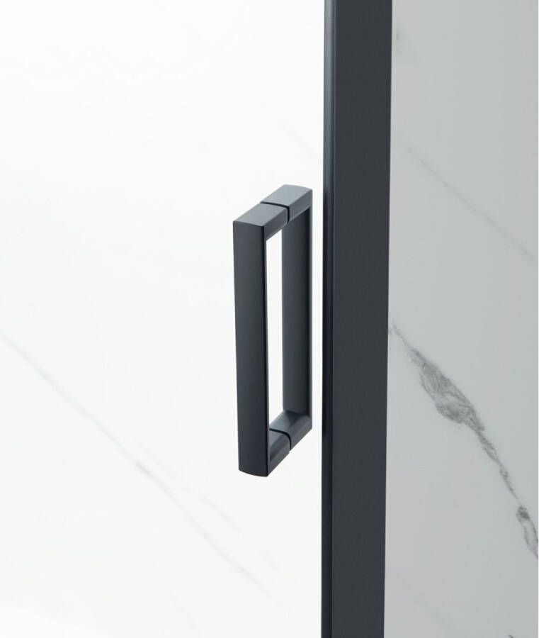 SaniClear Douchecabine Slide Black | 110x100 cm | 1 Schuifdeur | Helder glas | Zwart mat