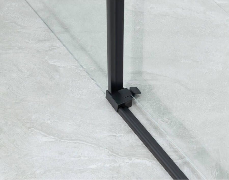 SaniClear Douchecabine Slide Black | 130x100 cm | 1 Schuifdeur | Helder glas | Zwart mat