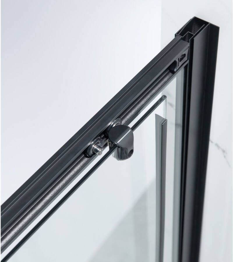 SaniClear Douchedeur Slide Black | 100x200 cm | 1 Schuifdeur | Helder glas | Zwart mat beslag
