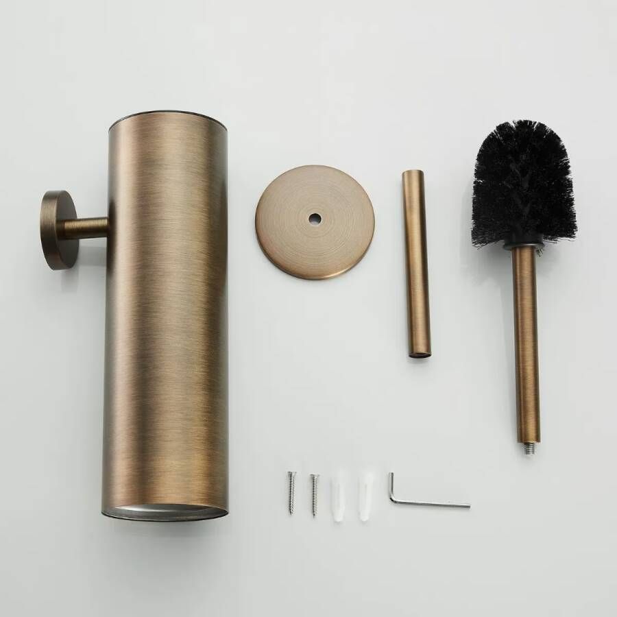 SaniClear Toiletborstel Antique | Wandmontage | Messing | Rond | Messing verouderd