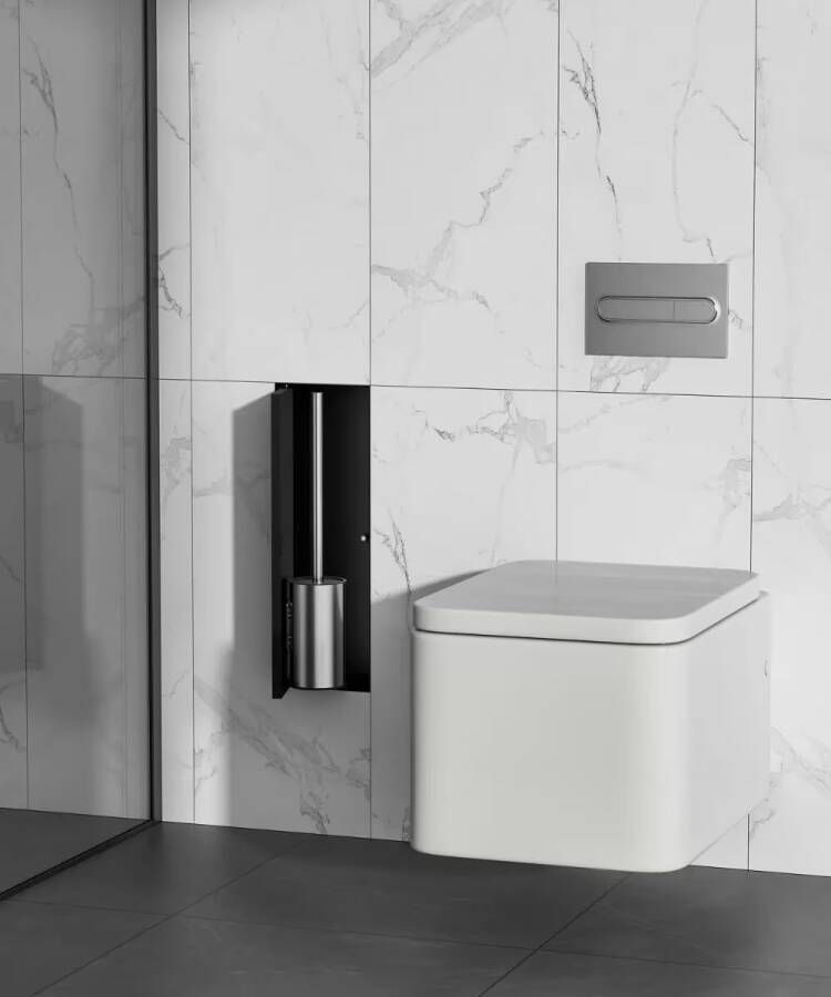 SaniClear Toiletborstelset Hide | Inbouw | Mat zwart