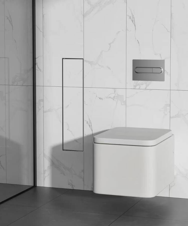 SaniClear Toiletborstelset Hide | Inbouw | Met rolhouder | Betegelbaar | RVS