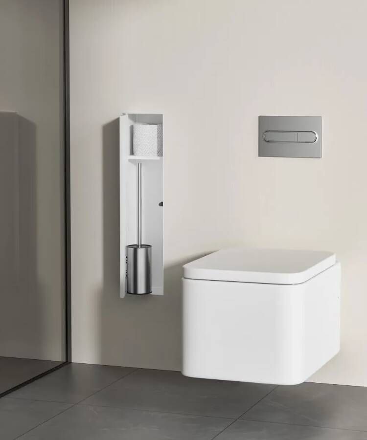 SaniClear Toiletborstelset Hide | Inbouw | Met rolhouder | Mat wit