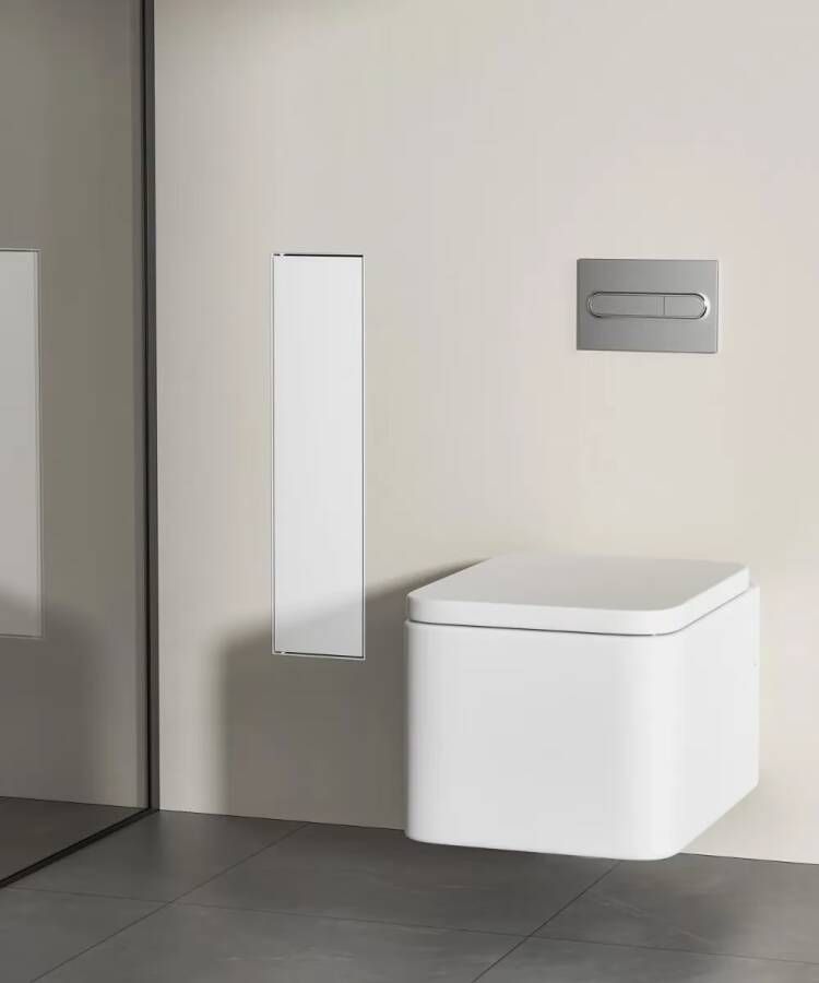 SaniClear Toiletborstelset Hide | Inbouw | Met rolhouder | Mat wit