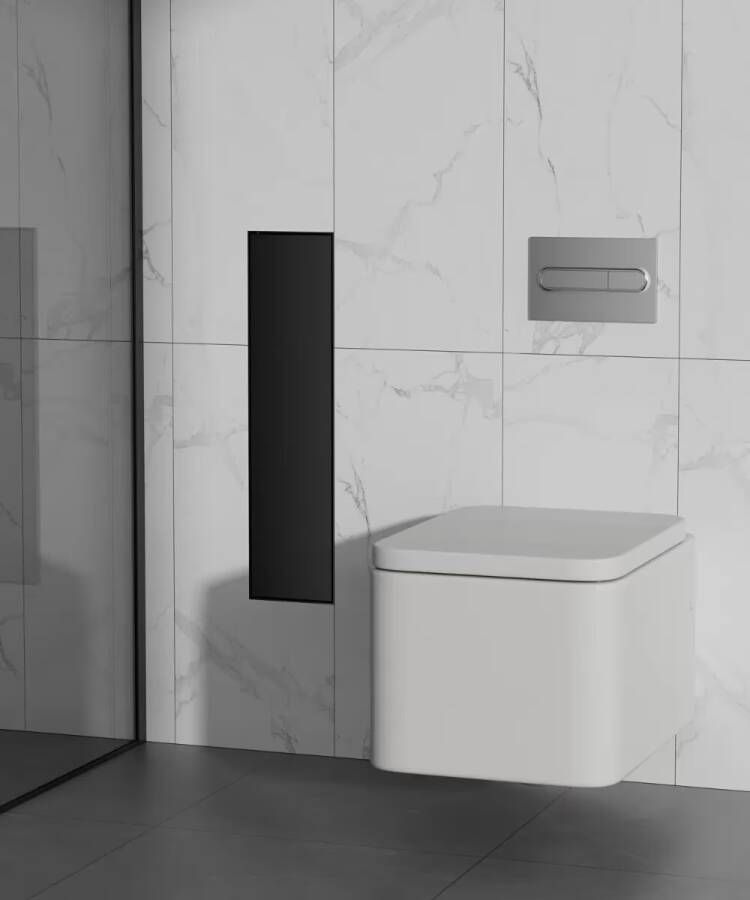 SaniClear Toiletborstelset Hide | Inbouw | Met rolhouder | Mat zwart