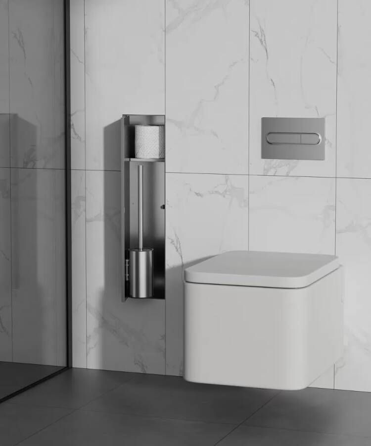 SaniClear Toiletborstelset Hide | Inbouw | Met rolhouder | RVS