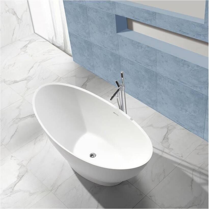 SaniClear Vrijstaand bad Tana | 186x84 cm | Solid surface | Ovaal | Wit mat