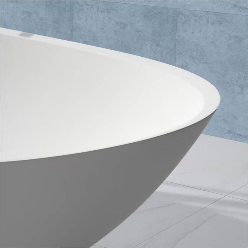 SaniClear Vrijstaand bad Tana | 186x84 cm | Solid surface | Ovaal | Wit mat