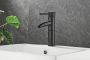 SaniClear Wastafelkraan Bamboo | Opbouw | Koudwater kraan | Hoog model | Waterval uitloop | Zwart - Thumbnail 3