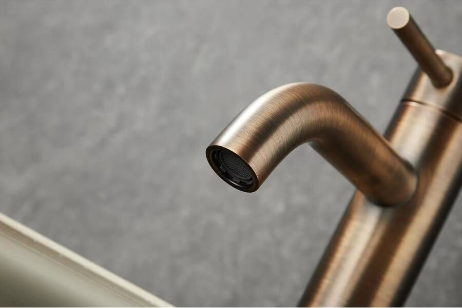 SaniClear Wastafelkraan Plus | Opbouw | Mengkraan | Hoog model | Verouderd messing