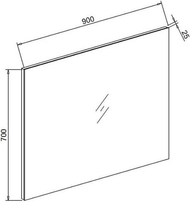 Sanisupply Badkamerspiegel Baseline | 90x70 cm | Rechthoekig | Aluminium