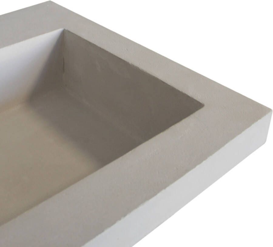 Sanisupply Concrete dubbele wastafel 120x47x5 cm 2 kraangaten beton grijs mat