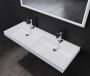 Sanisupply Flat dubbele wastafel 120x47x5 cm 2 kraangaten solid surface wit mat - Thumbnail 3