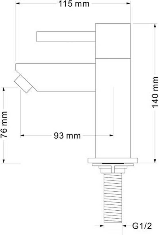 Sanisupply Fonteinkraan | Opbouw | Koudwater kraan | Standaard model | 1-hendel | Vierkant