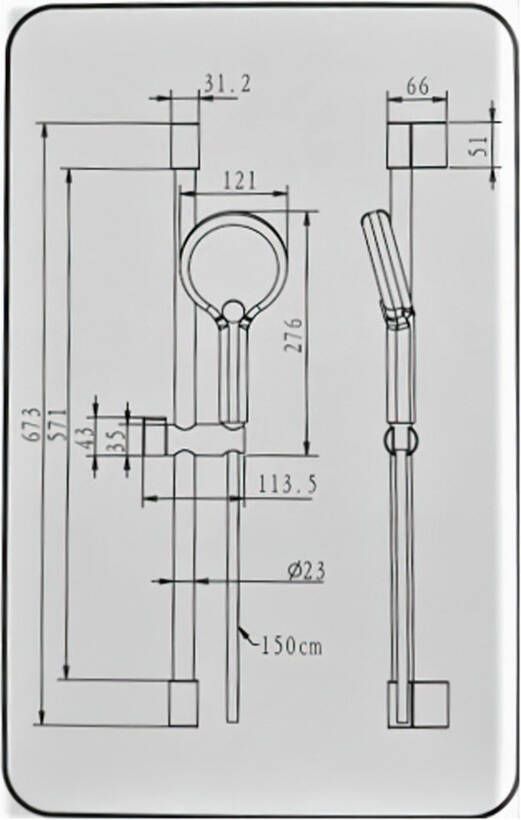 Sanisupply glijstang set 68 cm rond geborsteld gun metal