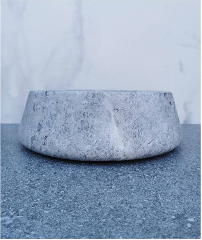 Sanisupply Waskom Marmer | 41 cm | Natuursteen | Vrijstaand | Rond | Tundra Grey
