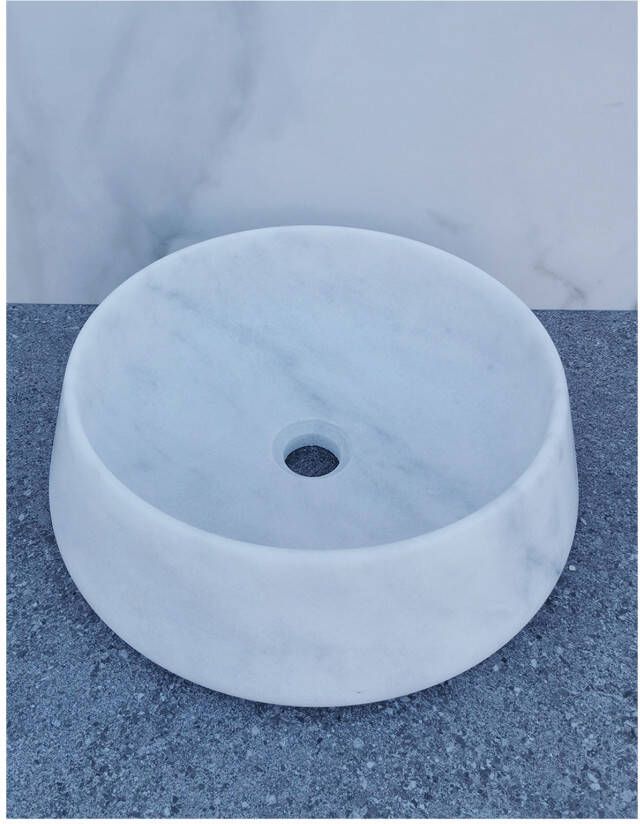 Sanisupply Waskom Marmer | 41 cm | Natuursteen | Vrijstaand | Rond | Imperial White