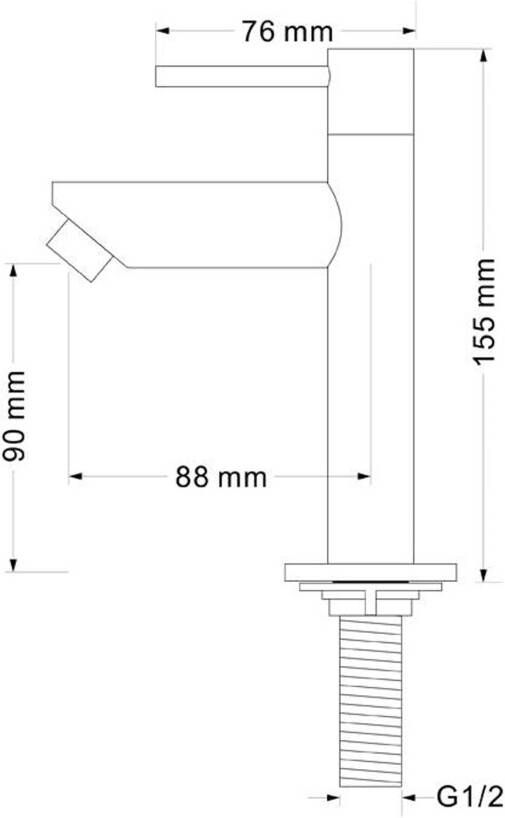 Sanisupply Fonteinkraan Subs | Opbouw | Koudwater kraan | Standaard model | 1-hendel | Rond