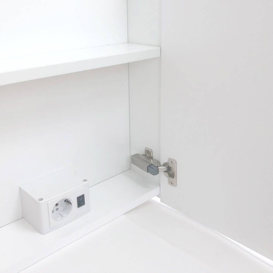 Sanisupply Spiegelkast Vigo | 100x70 cm | 2 Deuren | Directe LED verlichting | Wit