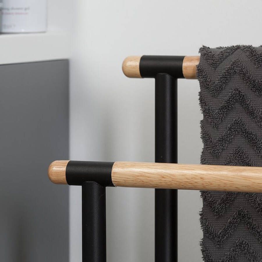 Sealskin Handdoek rek Brix | Vrijstaand | 43 cm | Dubbel | Zwart mat