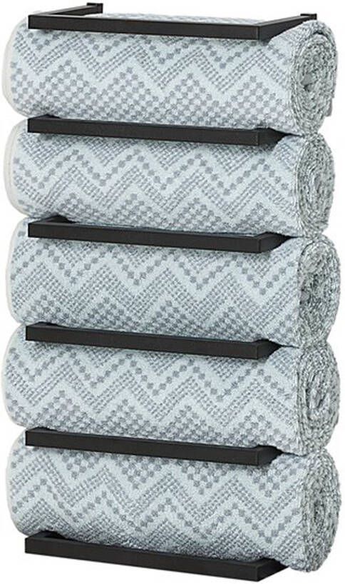 Sealskin Handdoek rek Carre | Wandmontage | 24 cm | 5 houders | Zwart mat
