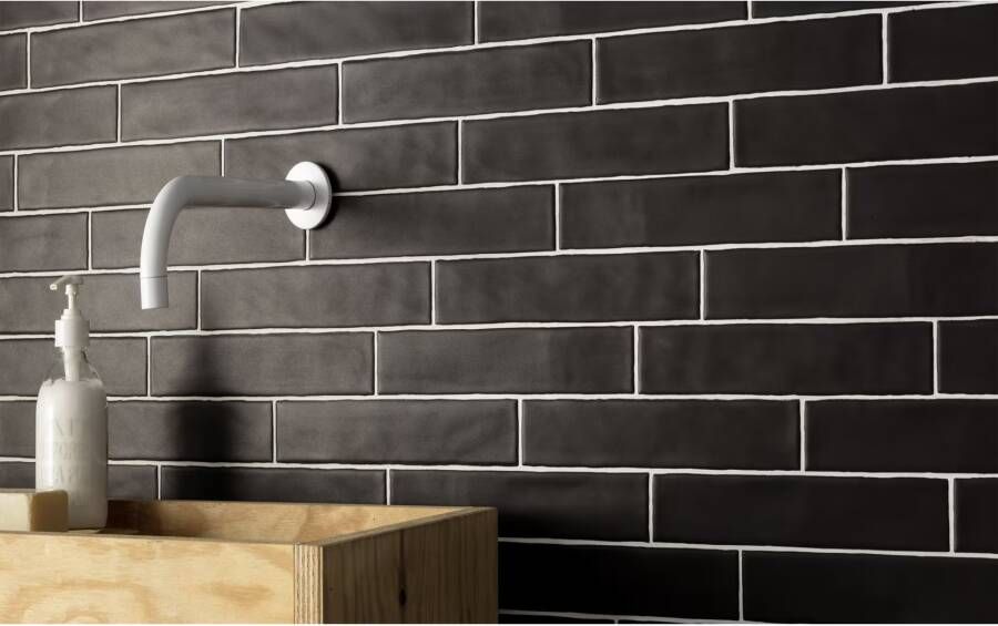 Sottocer Block Wandtegel | 7.6x30.2 cm | Mat Zwart