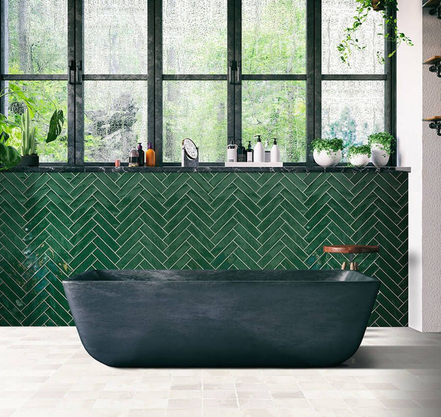Sottocer Harmony Wandtegel | 7.5x30 cm | Glans Groen