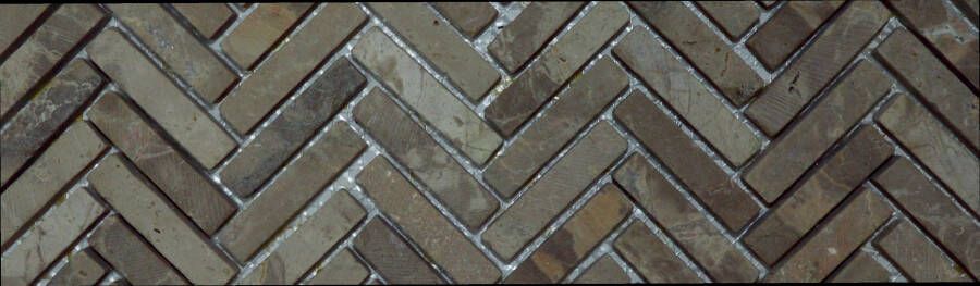 Stabigo Parquet Fishbone Vloer- en wandtegel | 30x30 cm | Natuursteenlook | Mat Bruin