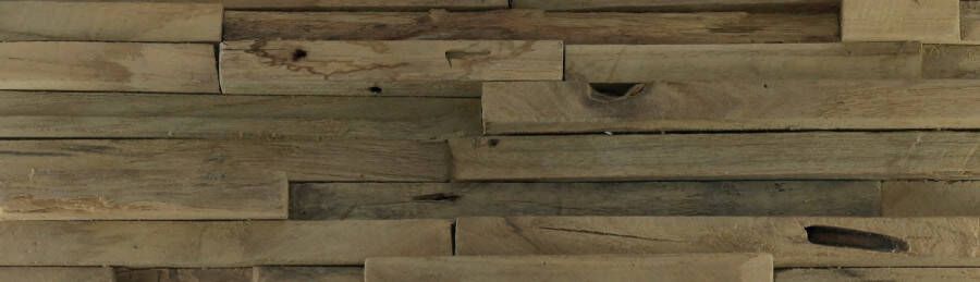 Stabigo Wood panels Wandtegel | 20x50 cm | Teak hout | Mat Bruin