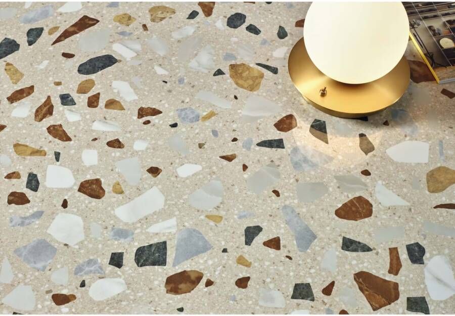 STN Cerámica Crisp XL Vloer- en wandtegel | 60x60 cm | Gerectificeerd | Terrazzo | Mat Beige