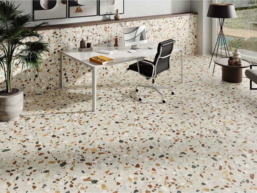 STN Cerámica Crisp XL Vloer- en wandtegel | 60x60 cm | Gerectificeerd | Terrazzo | Mat Beige