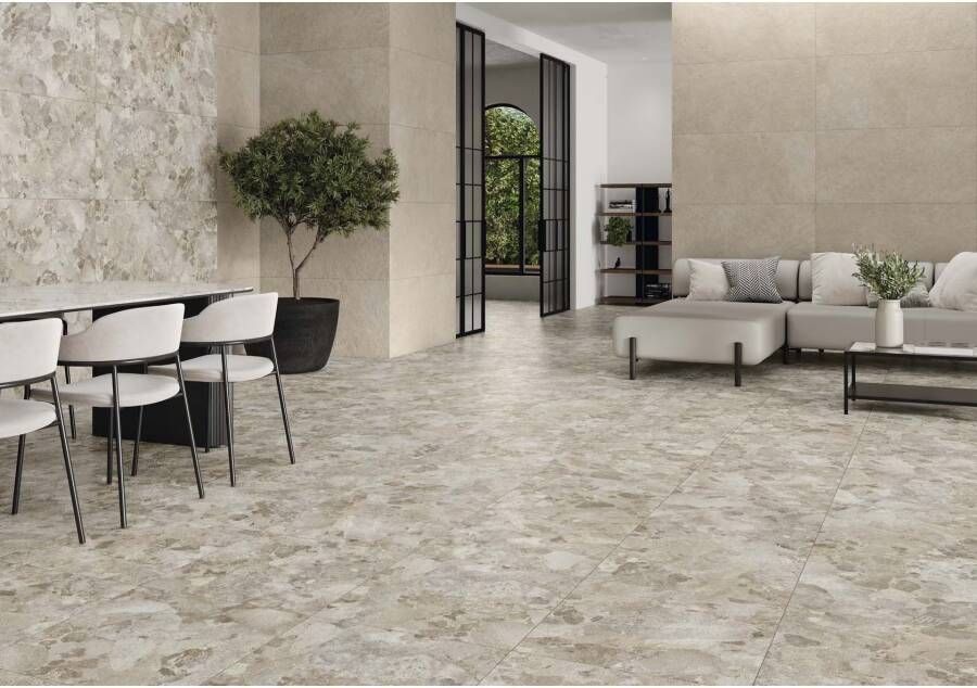 STN Cerámica Larocca Vloer- en wandtegel | 60x120 cm | Gerectificeerd | Terrazzo | Mat Beige