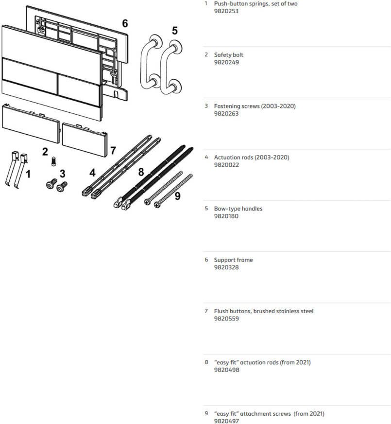 Tece Bedieningsplaat Square II | 2 knops | Dualflush | Gesatineerd glas paneel en knoppen | Grijs