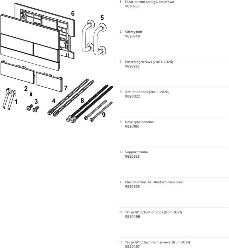 Tece Bedieningsplaat Square II | 2 knops | Dualflush | Gesatineerd glas paneel en knoppen | Wit