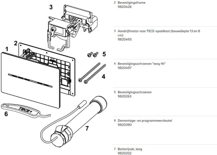 Tece Elektronische Bedieningsplaat Solid | Touch free | 6v Batterij | RVS | Chroom glans