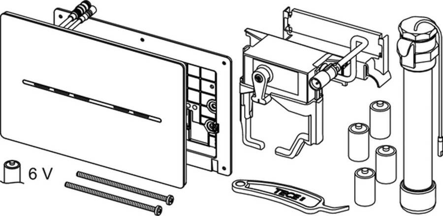 Tece Elektronische Bedieningsplaat Solid | Touch free | 6v Batterij | RVS | Wit glans