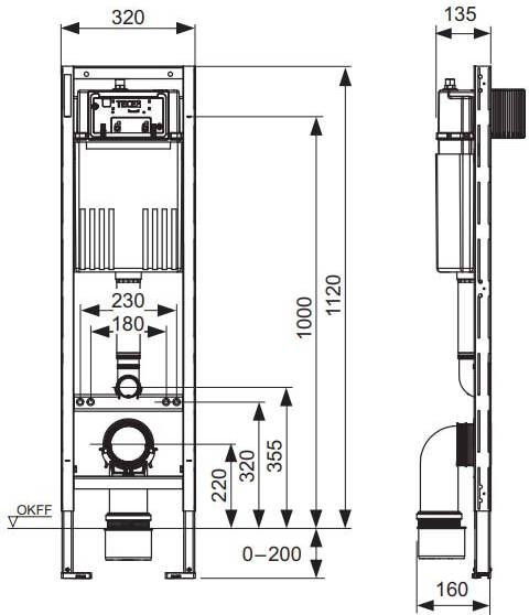 Tece Inbouwreservoir Profil | met compact 320-spoelkast| 1120 mm