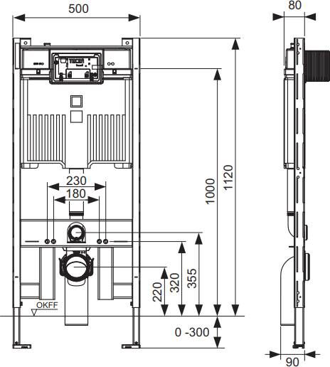 Tece Inbouwreservoir Profil | met Octa 2-spoelkast| 112 cm