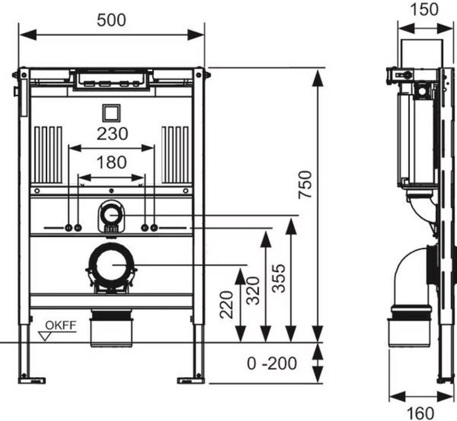 Tece Inbouwreservoir Profil | Met Uni-spoelkast | 75 cm | Planchetbediening