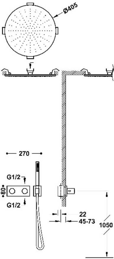 Tres Regendouche set B-System | Inbouw | Thermostaatkraan | 2-weg | Rechthoekig | Zwart mat