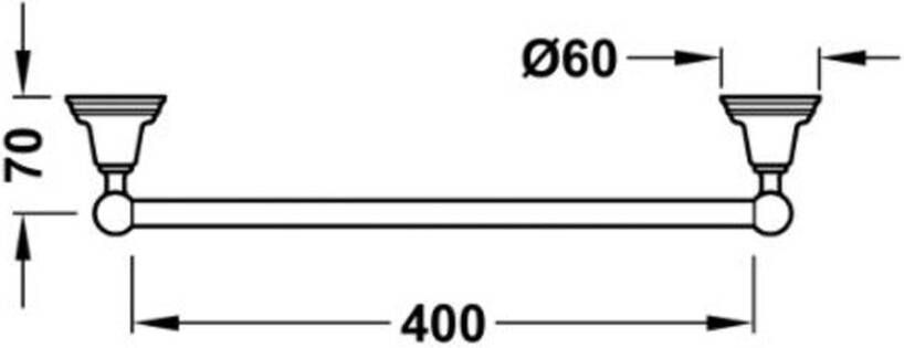 Tres Handdoek houder Clasic | Wandmontage | 60 cm | Enkel houder | Messing oud