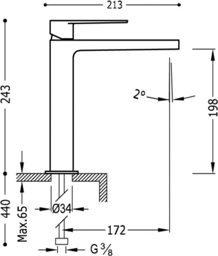 Tres Wastafelkraan Class | Opbouw | Mengkraan | Hoog model | 1-hendel | Rond | Chroom