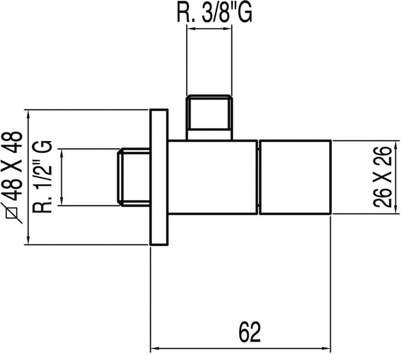 Tres Cuadro design hoekstopkraan 1 2" bu x 3 8" bu chroom