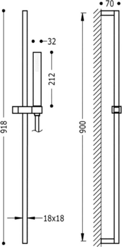 Tres Cuadro glijstang set 90 cm vierkant chroom