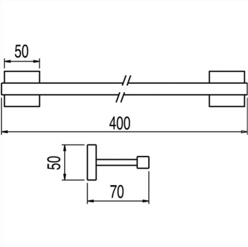 Tres Handdoek houder Cuadro | Wandmontage | 40 cm | Enkel houder | Wit mat